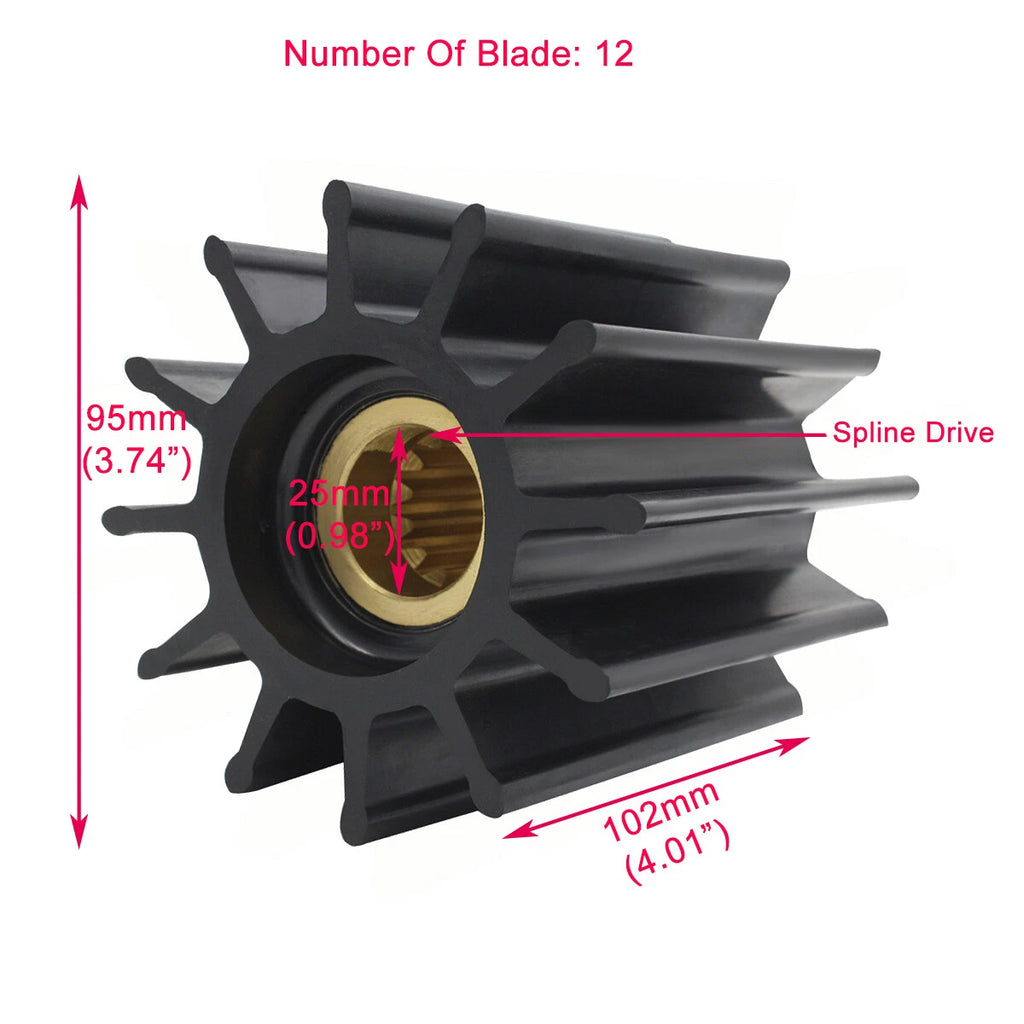 2X Flexible Impeller for Cummins (4019403, 4933743, Sherwood 18000K, Johnson 09-705B)
