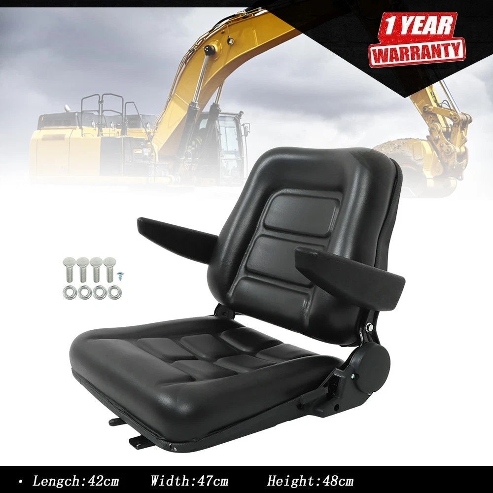 Universal Forklift Tractor Seat with Adjustable Backrest and Armrest