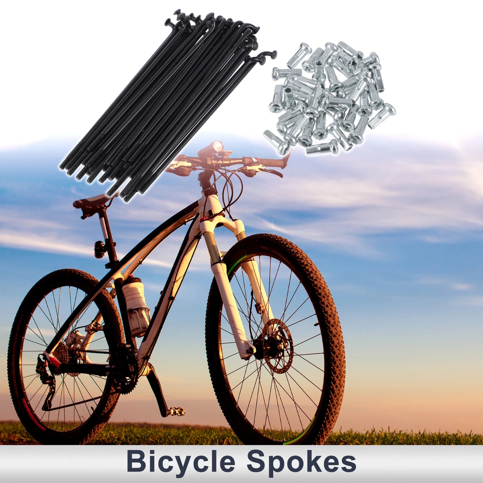 Bicycle Spokes Nipple Set 45 Steel 13G 87mm Universal for Universal (—–—)