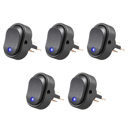 5 Pack 12 Volt 30 Amp Illuminated Rocker Switch for Vehicle and Marine Use