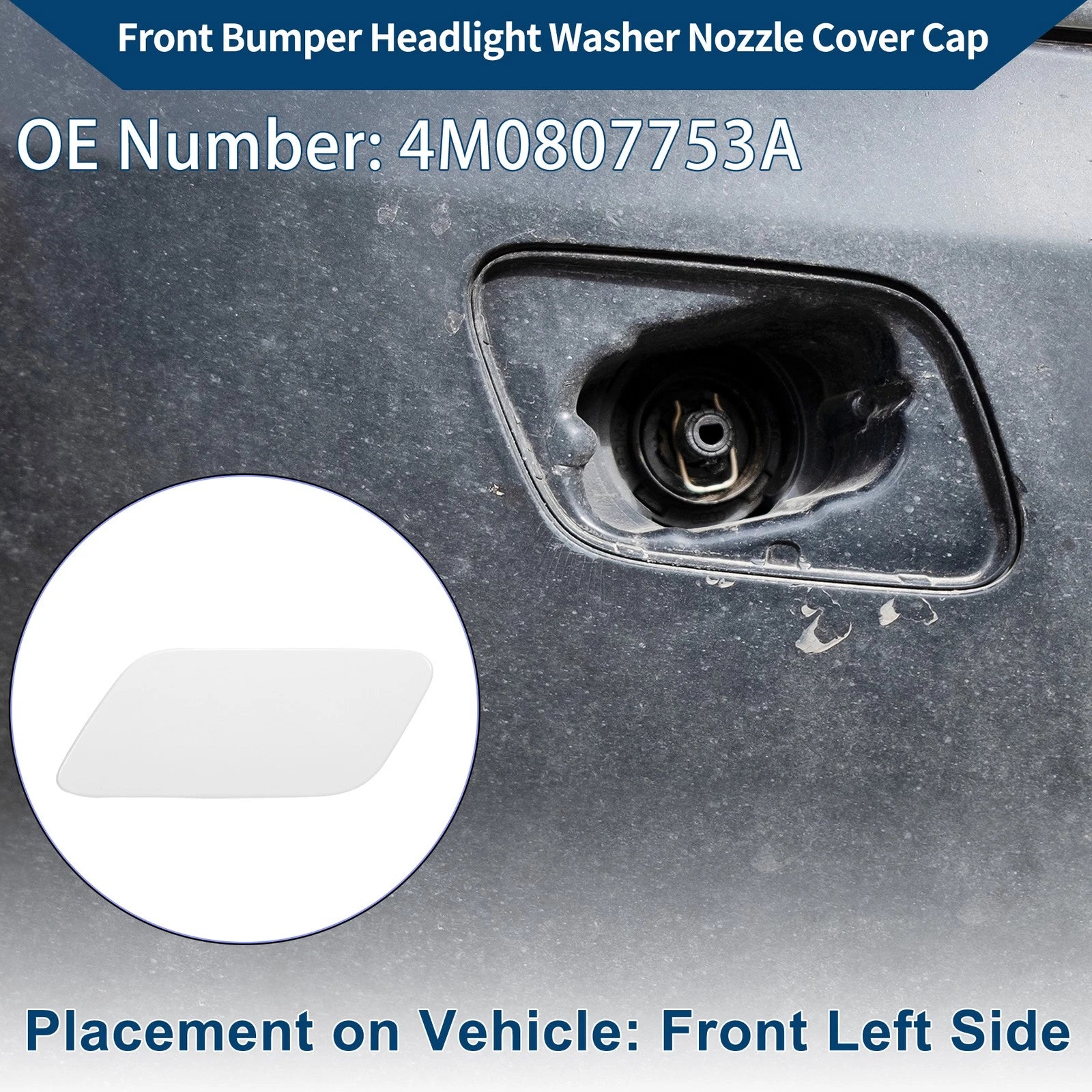 Front Left Washer Nozzle Cover Cap Replacement for Audi Q7 (2016–2021)