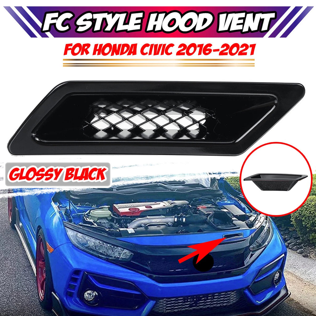 Gloss Black Air Vent Intake Duct Cover Trim for Honda Civic (2016–2021)