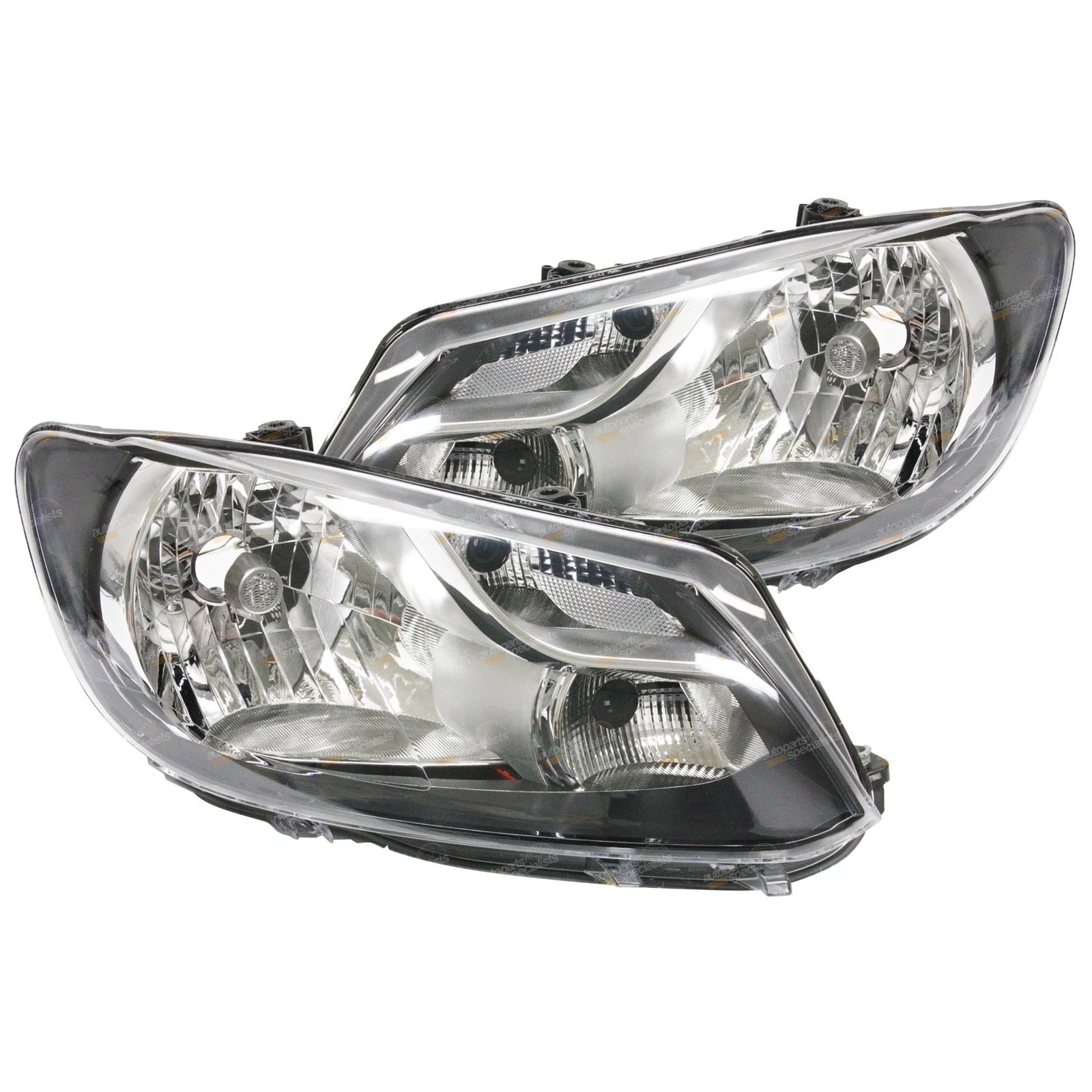 2X Clear/Black Headlights Pair for VW Caddy 2K (2010–Onward) L+R