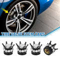 Tire Valve Stem Caps Replacement Set for Car SUV Bike Black Silver (4pcs)
