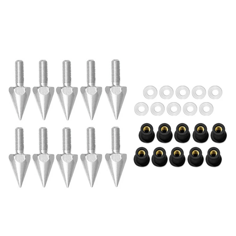 Set of 10 Windshield Screws for Motorcycle (5MM) - Silver