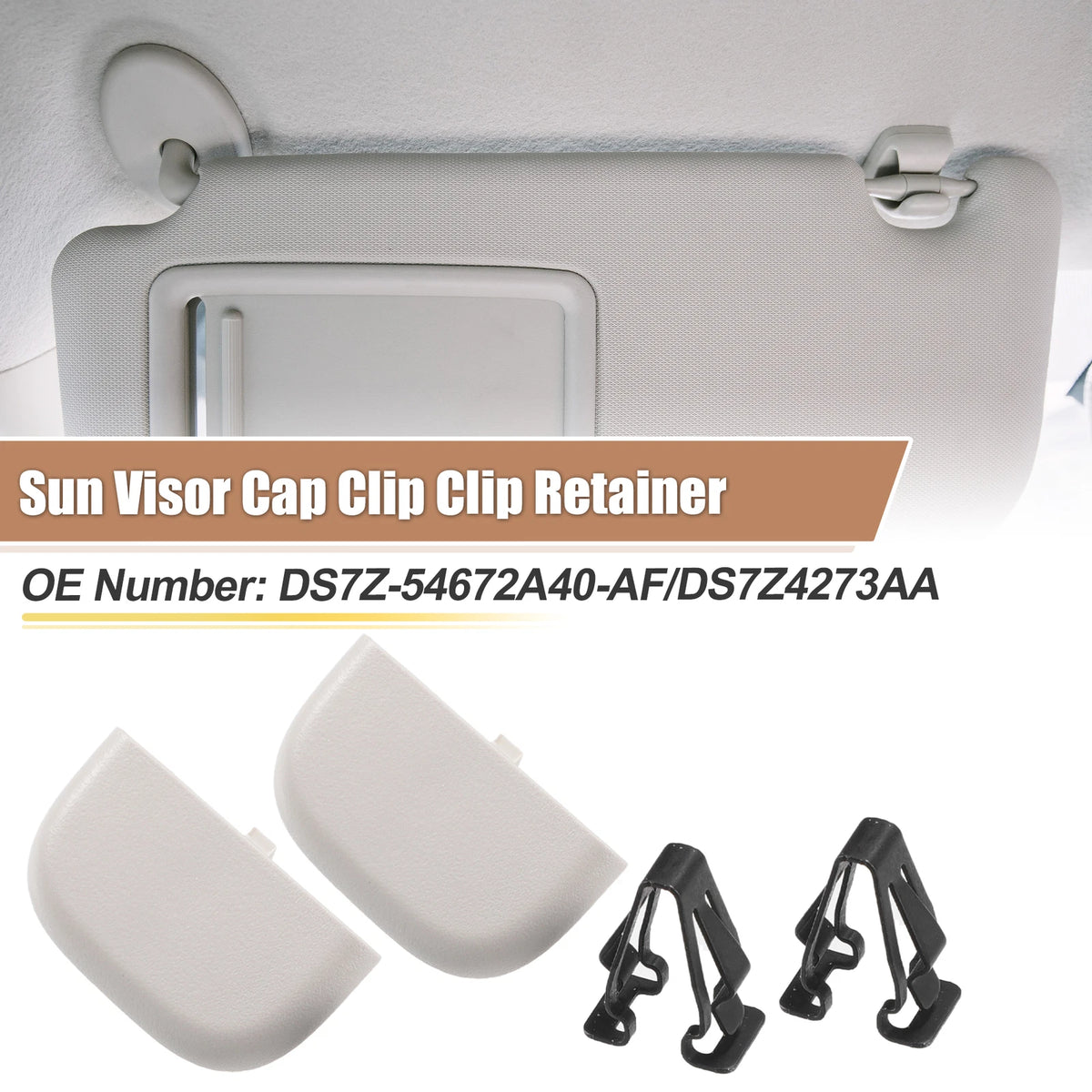 Set of 2 Gray Iron Sun Visor Cap Clips for Ford Fusion (2013–2016)