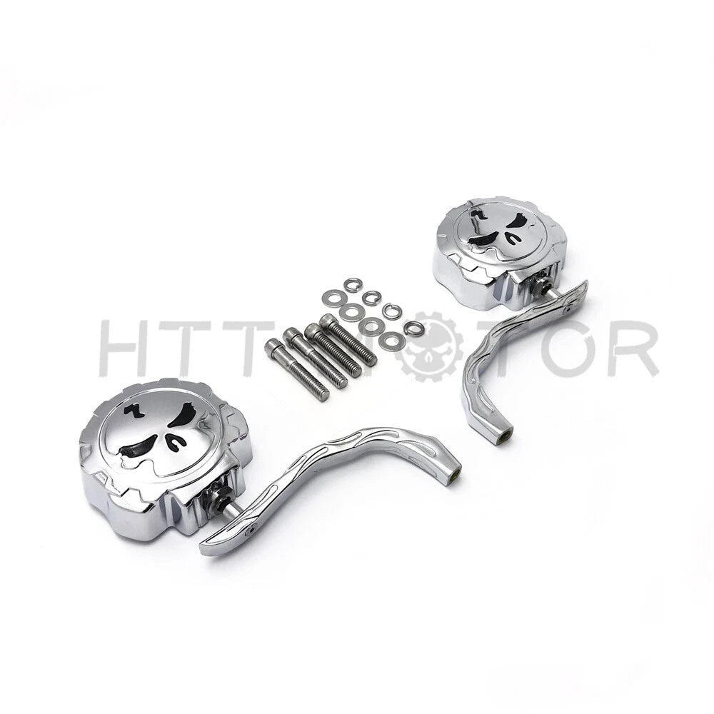 Chrome Skull Rear View Side Mirrors for Universal Motorcycle (8mm 10mm)
