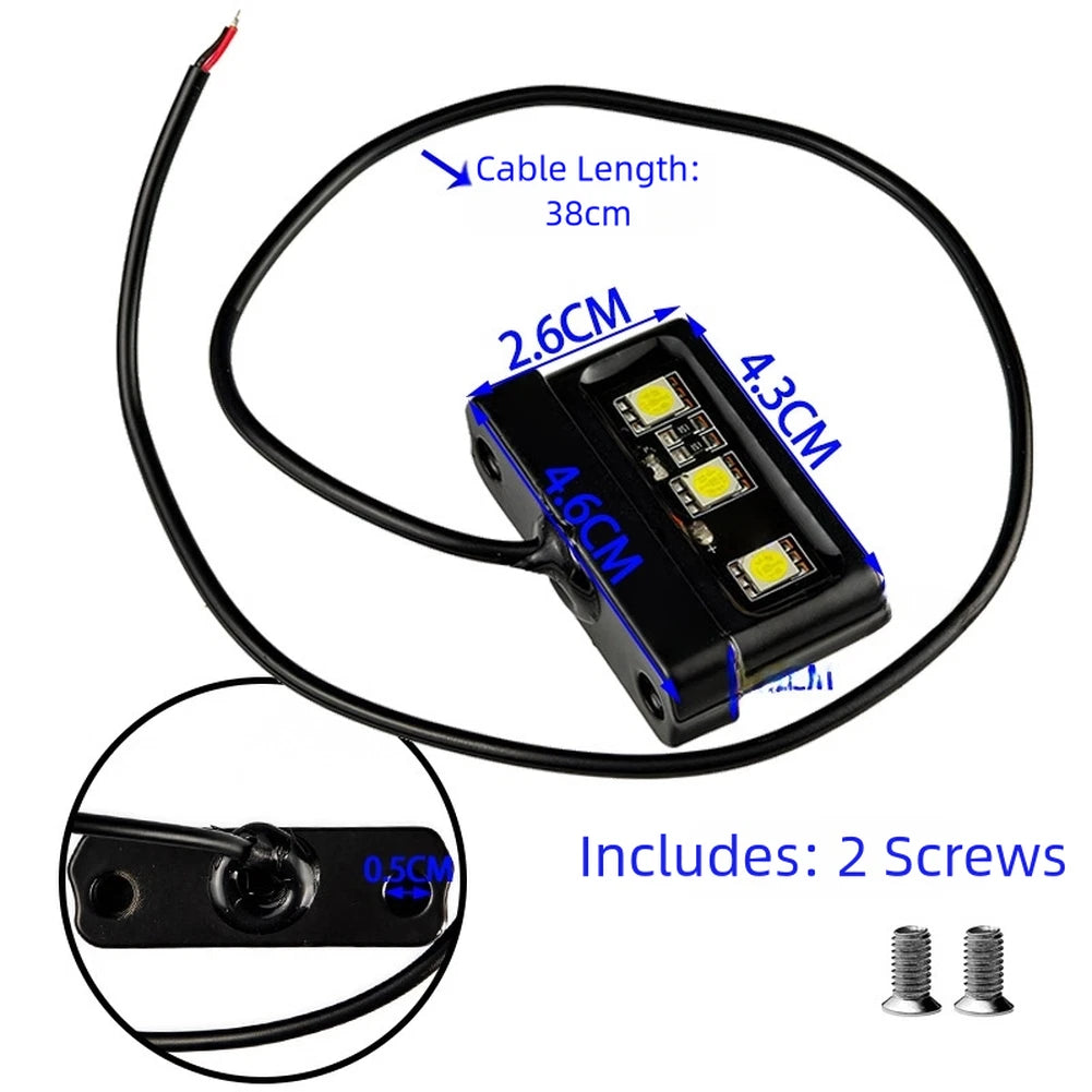 Rear License Plate Light for Motorcycle (Universal Fit)