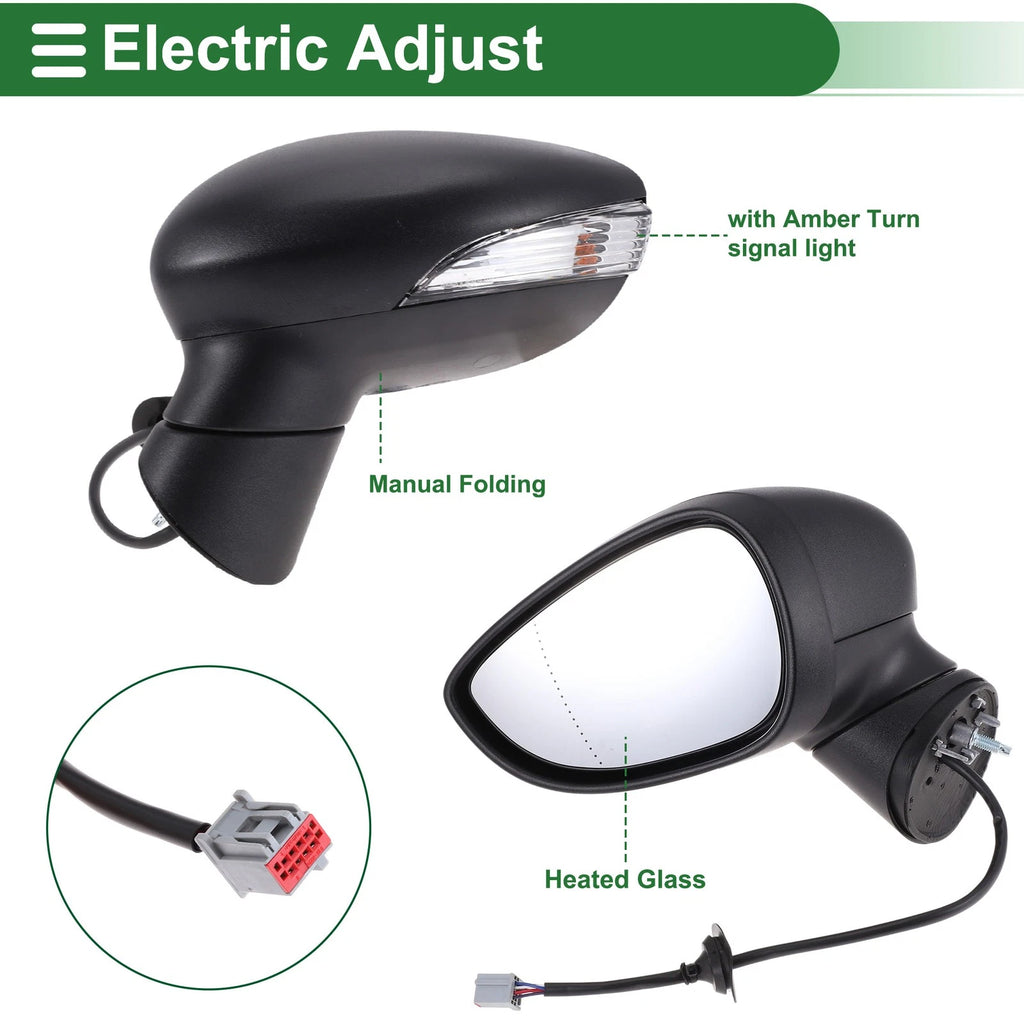 Left Side Door Mirror Replacement for Ford Fiesta Mk7 Electric Adjust Black (2009–2017)