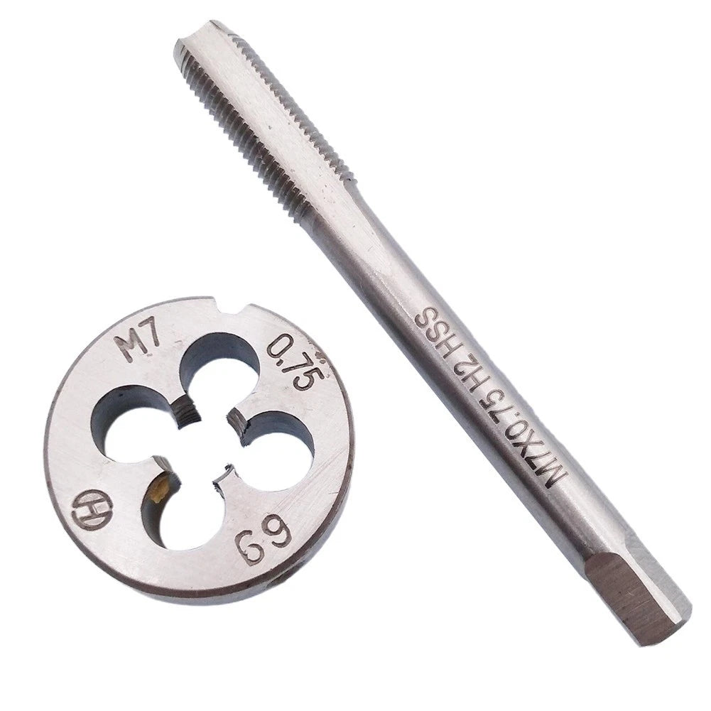 3pcs HSS Tap Die Set M7 0.75mm Metric Thread Right Hand