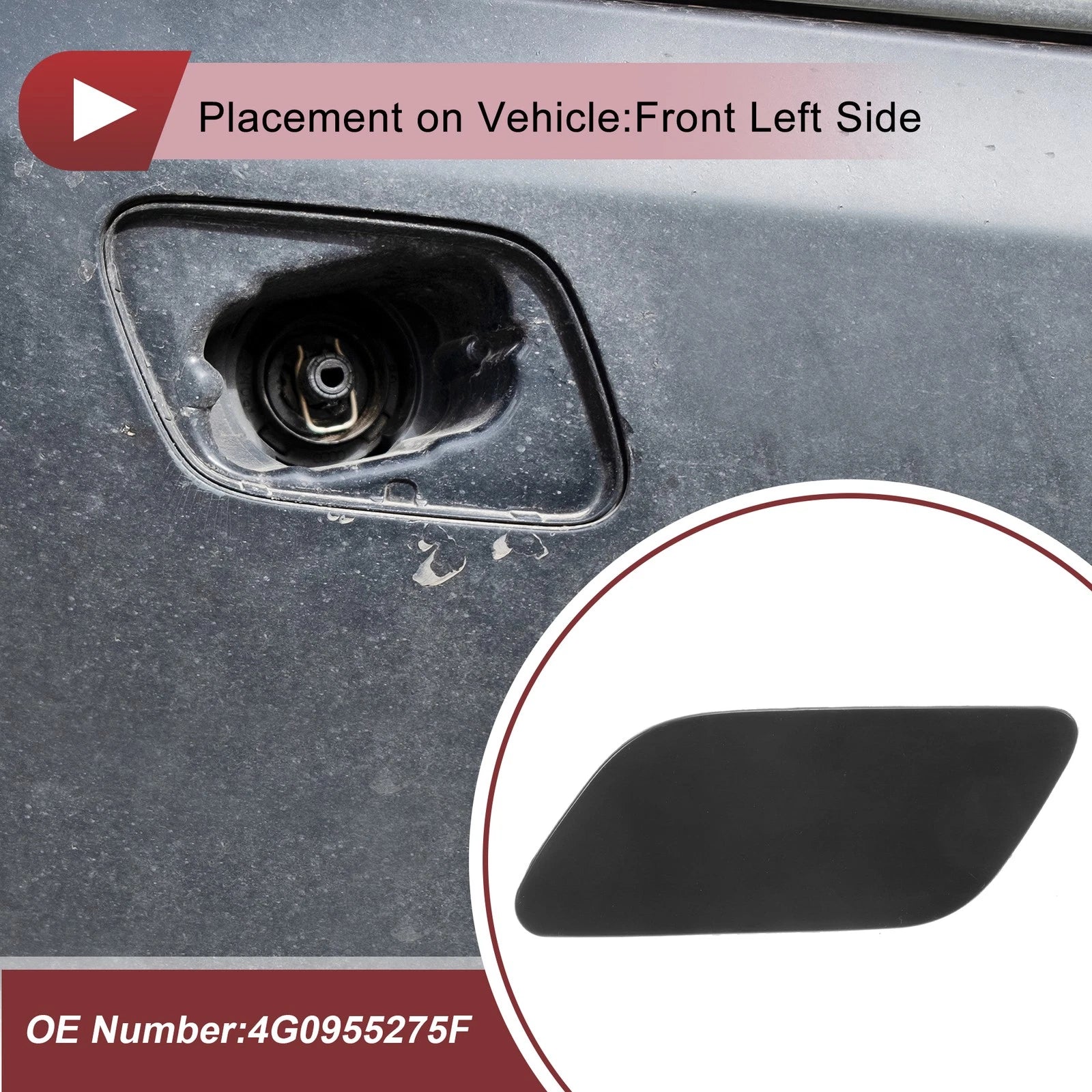 Front Left Washer Nozzle Cover Cap Replacement for Audi A6 (2015–2018)