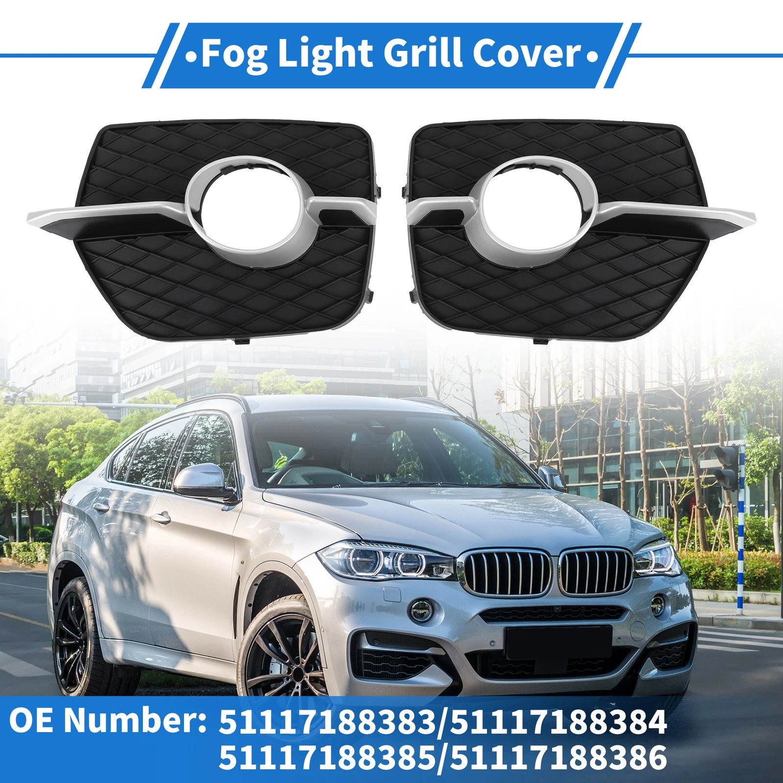Fog Light Grill Front Left and Right Set for BMW X6 (2008–2014)