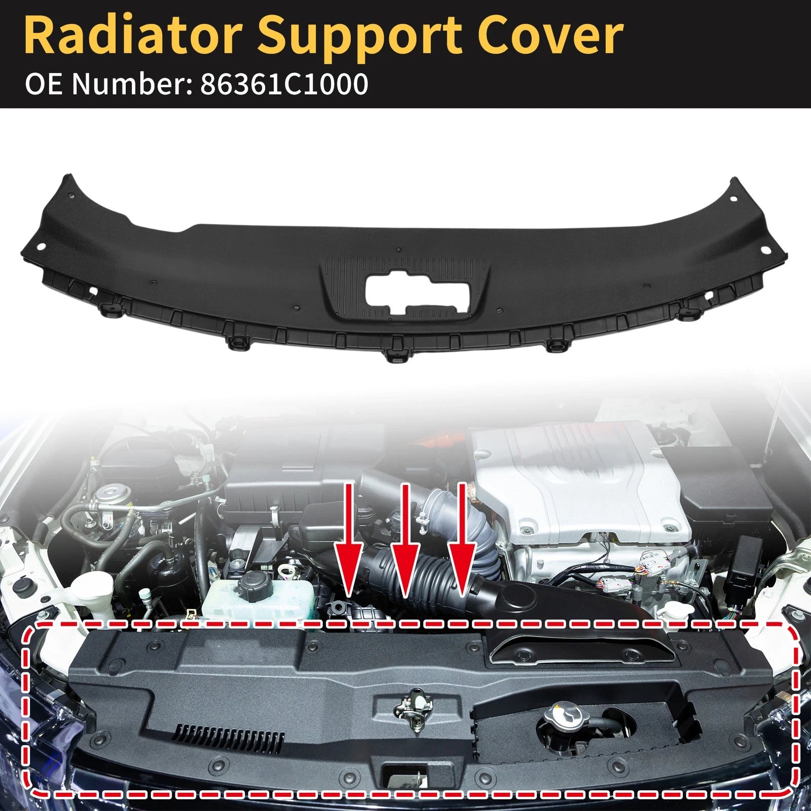 Radiator Support Cover Replacement for Hyundai Sonata (2015–2019) Black