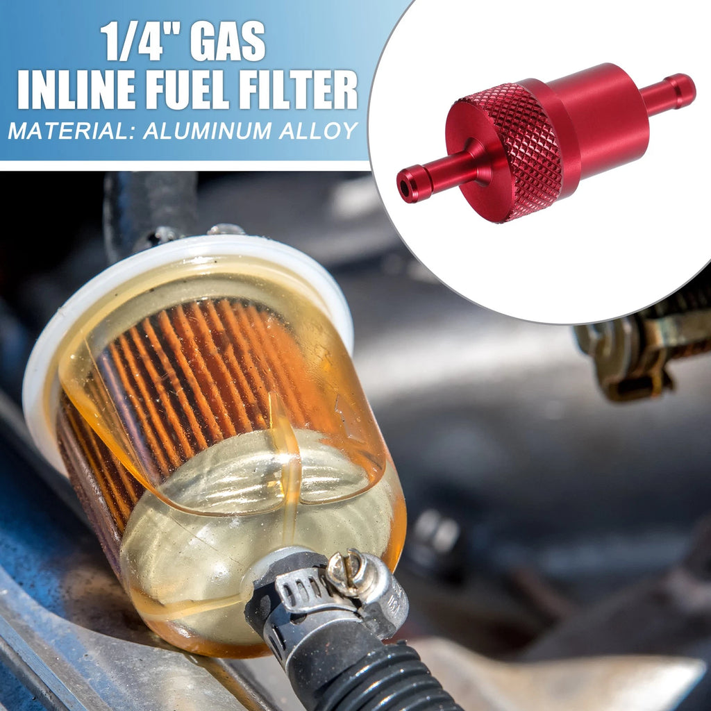 Gas Inline Fuel Filter Replacement for Bike ATV UTV Gasoline (Red) (2010–2020)