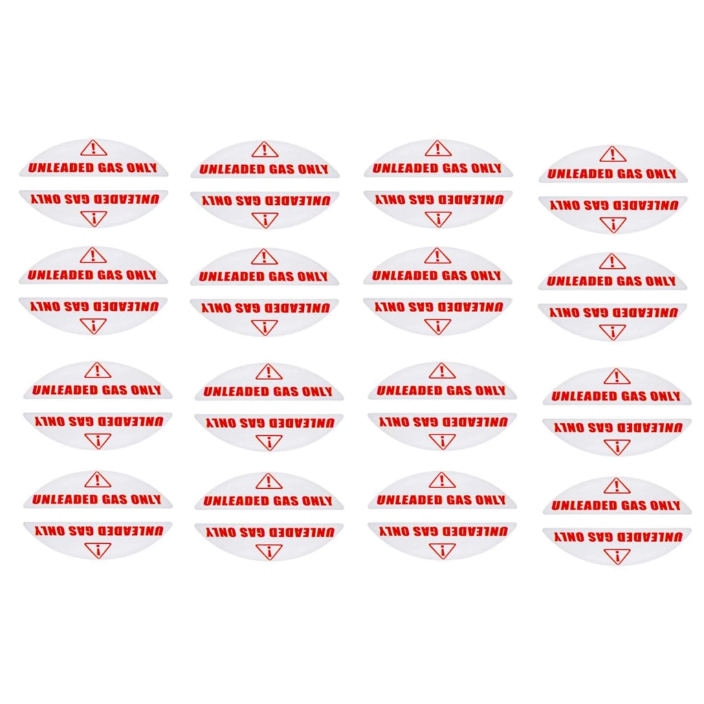 Set of 16 Unleaded Only Gas Cap Fuel Labels for Universal Use