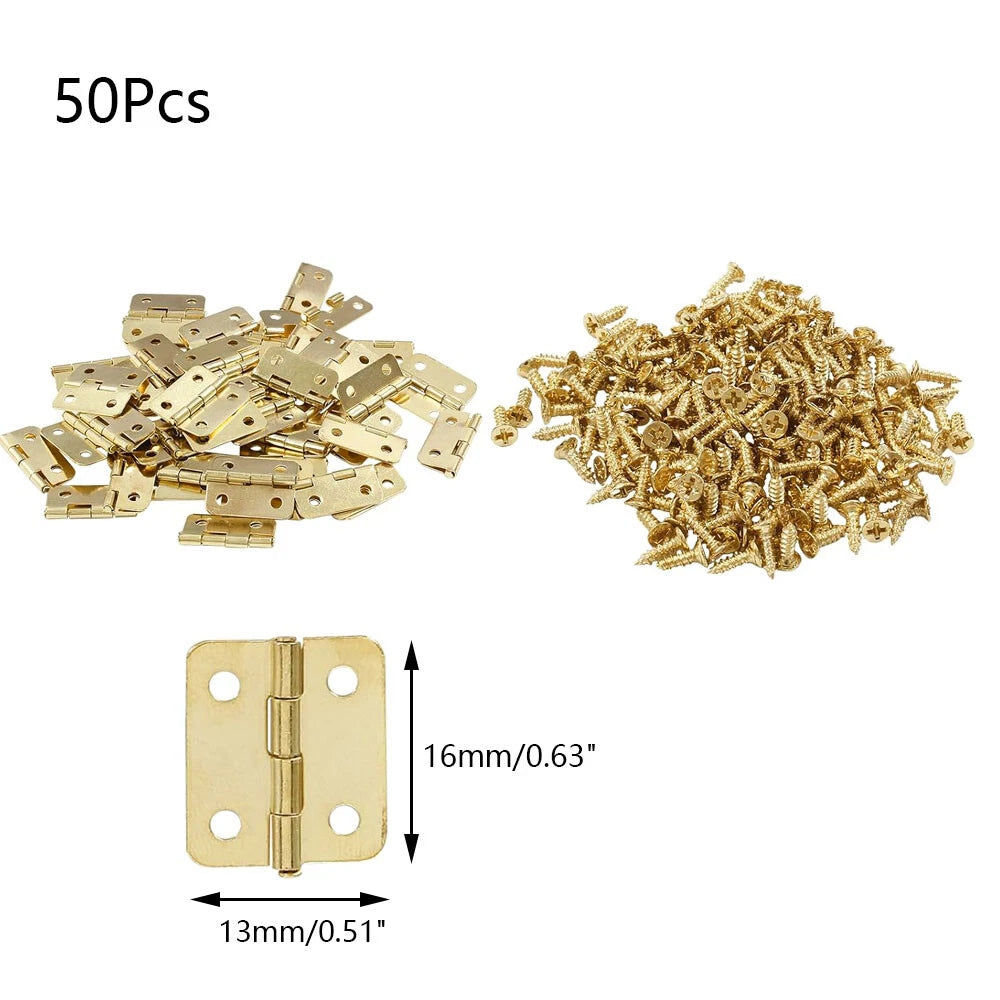 50Pcs Gold Cabinet Hinge for Dollhouse Furniture (16x13mm)