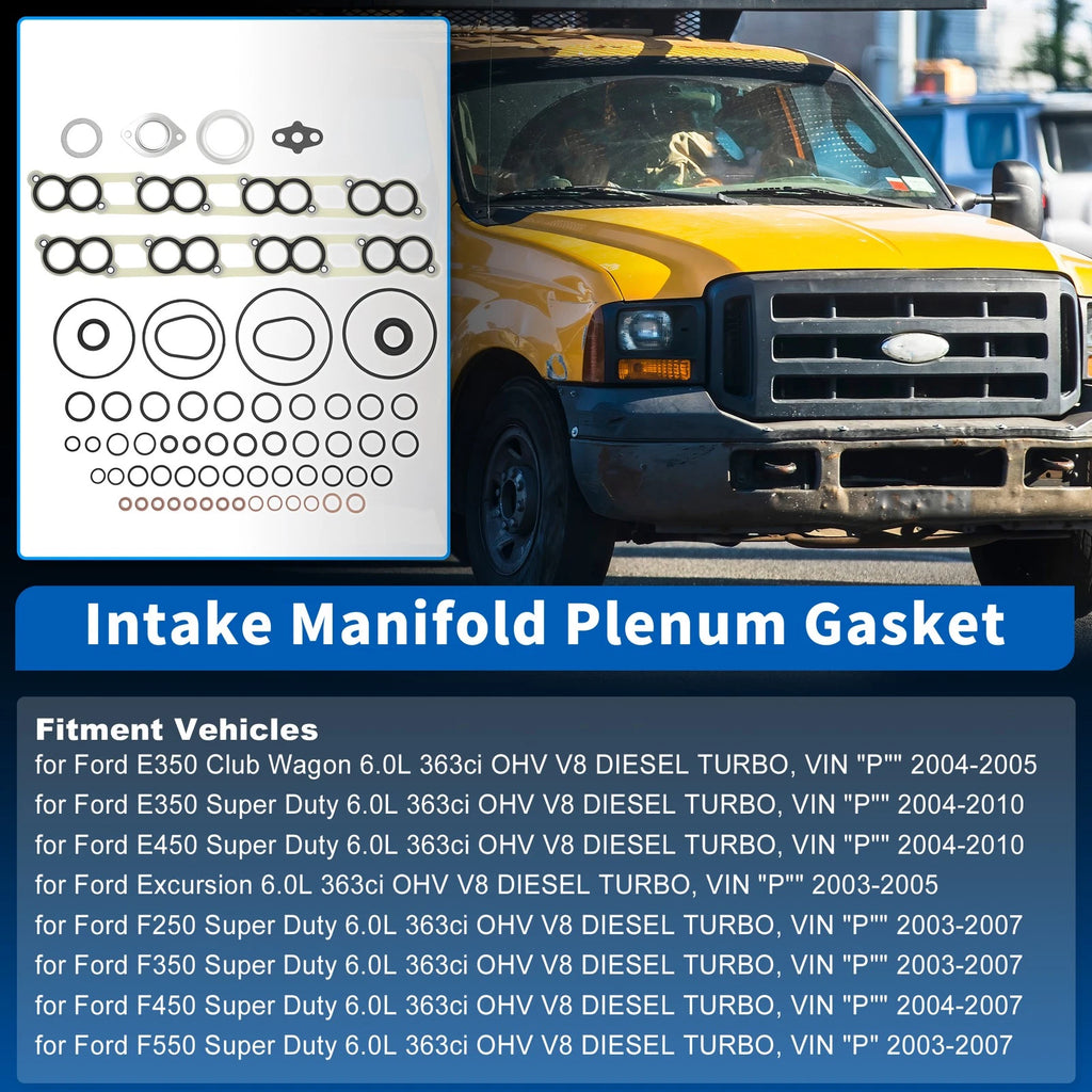 Lower & Upper Intake Manifold Plenum Gasket for Ford E350 E450 (1992–2021)