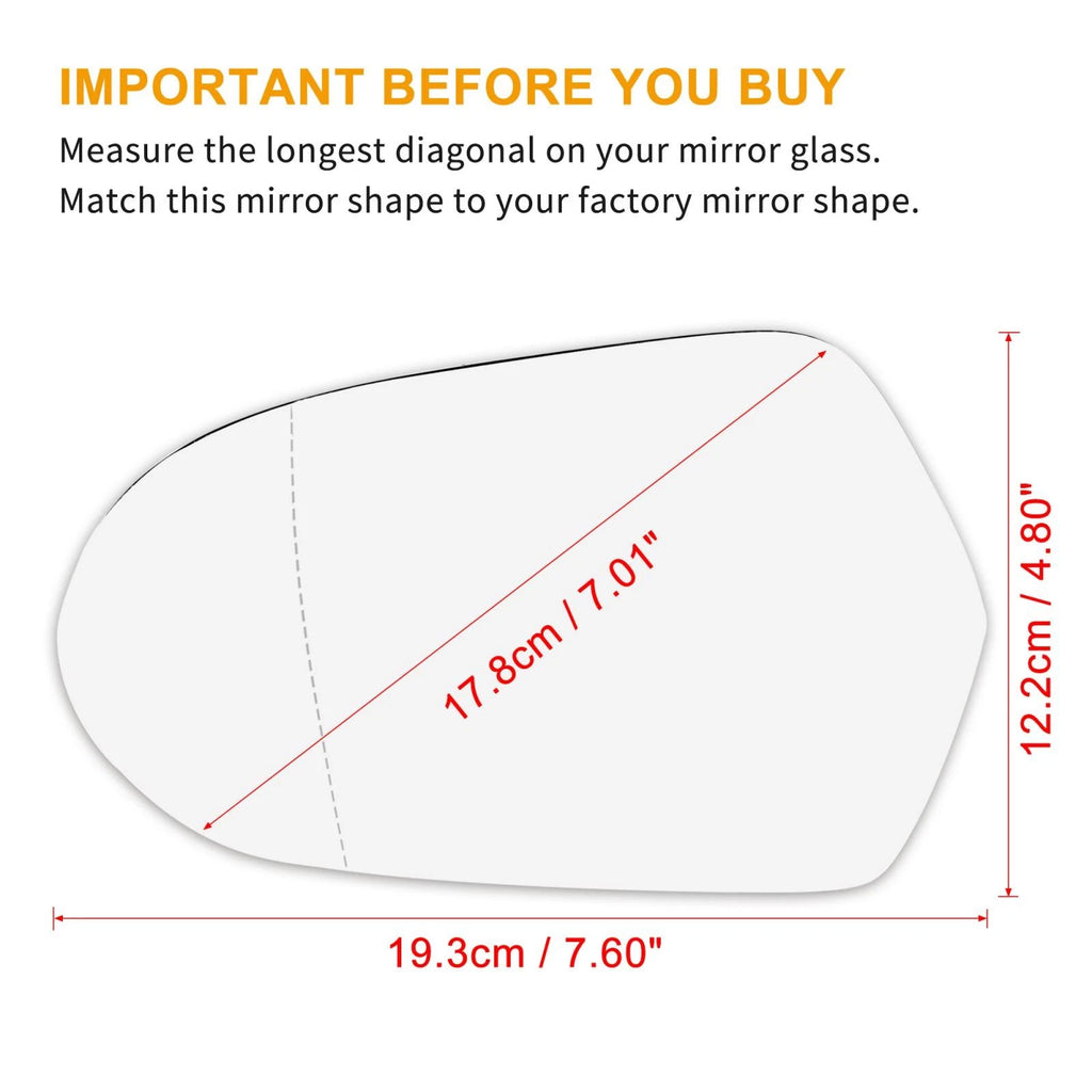 Heated Mirror Glass Replacement w Backing Left Side for Audi A6 Quattro (2012–2018)