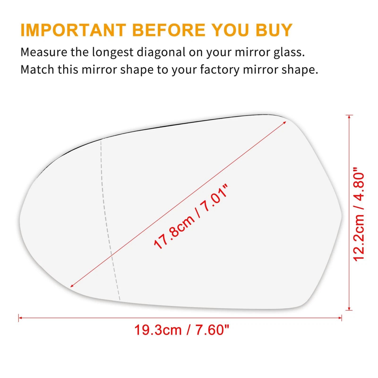 Heated Mirror Glass Replacement w Backing Left Side for Audi A6 Quattro (2012–2018)