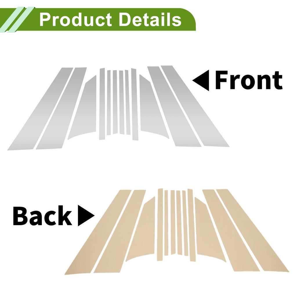 12 Pcs Door Pillar Window Trim Silver Tone for BMW 2-Series (2016–2019)