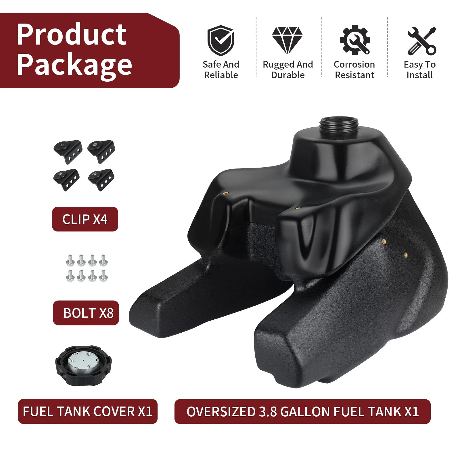 Fuel Gas Tank with Cap for Yamaha Warrior 350 YFM350 (1987–2004) 1UY-24110-01-00