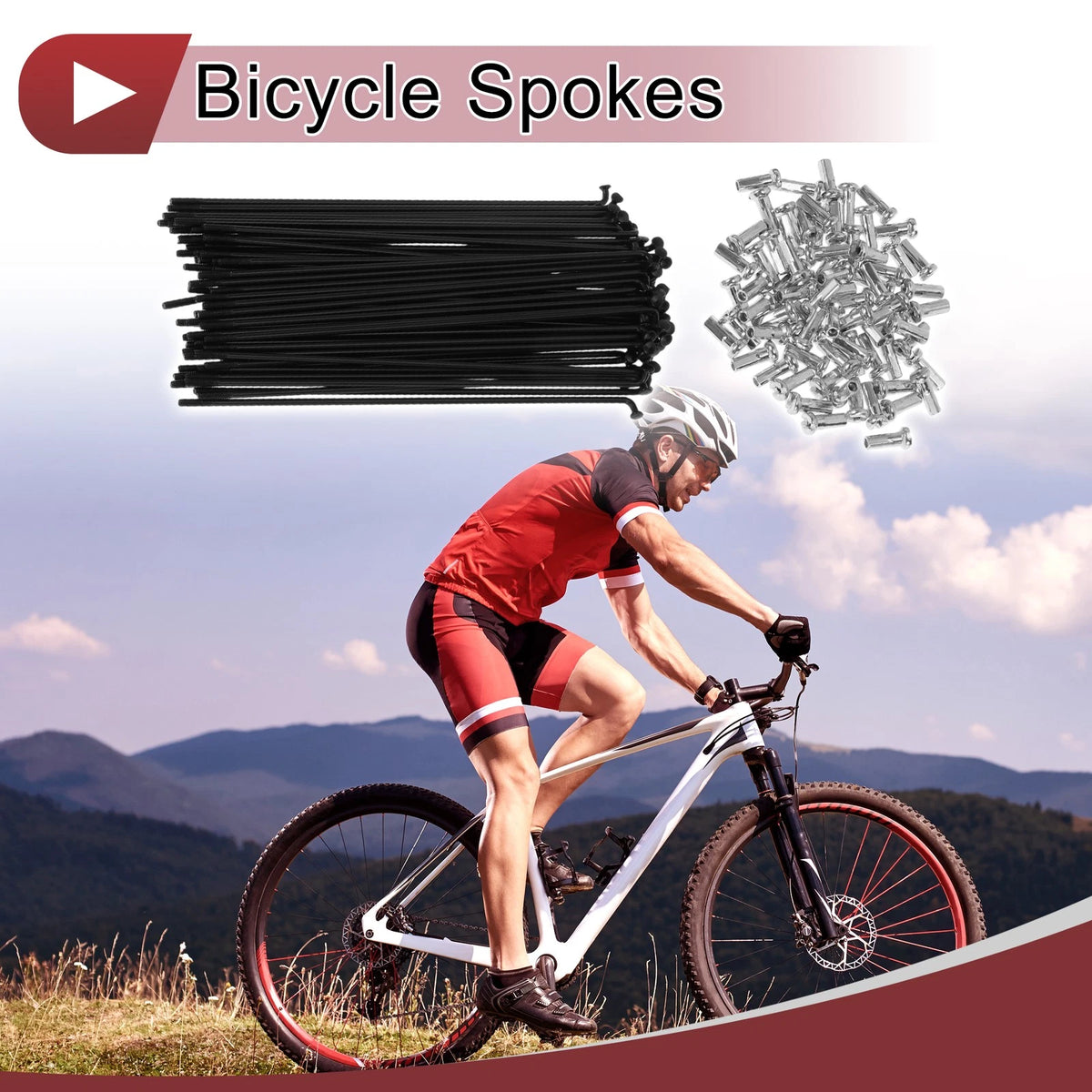 Bicycle Spoke Set 133mm Carbon Steel Black for 14G (72 Pack)