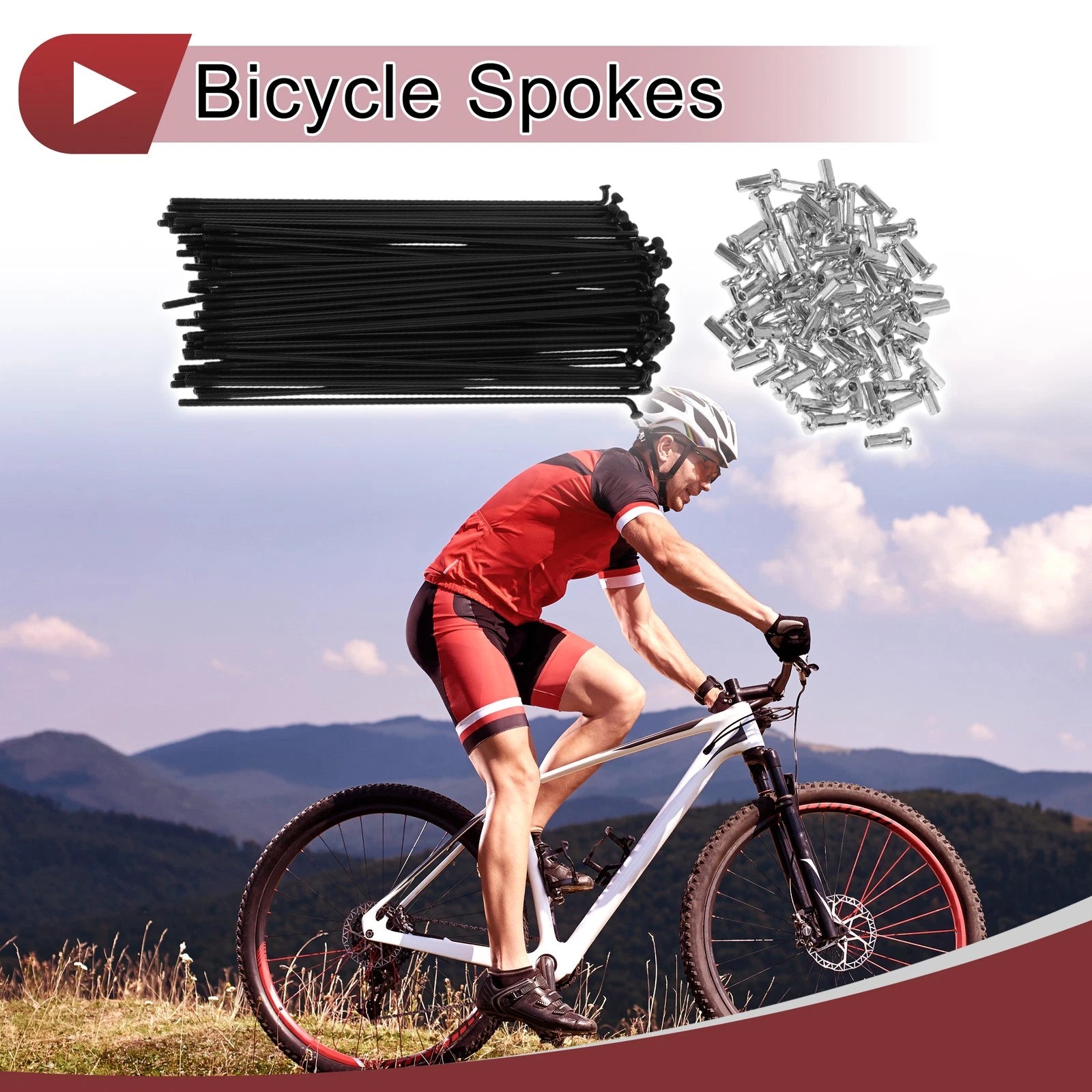 Bicycle Spoke Set 133mm Carbon Steel Black for 14G (72 Pack)