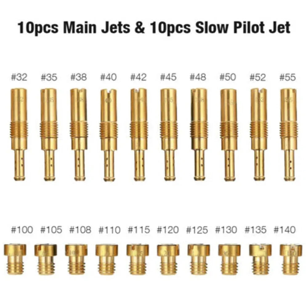 10 x Carburetor Main Jet & 10 x Slow/Plot Jet Kit For PWK Keihin OKO CVK PE Type