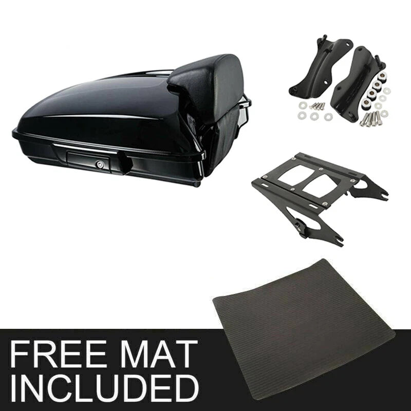 Black Razor Trunk Backrest Rack & Docking Kit for Harley Road King (2014–2026)