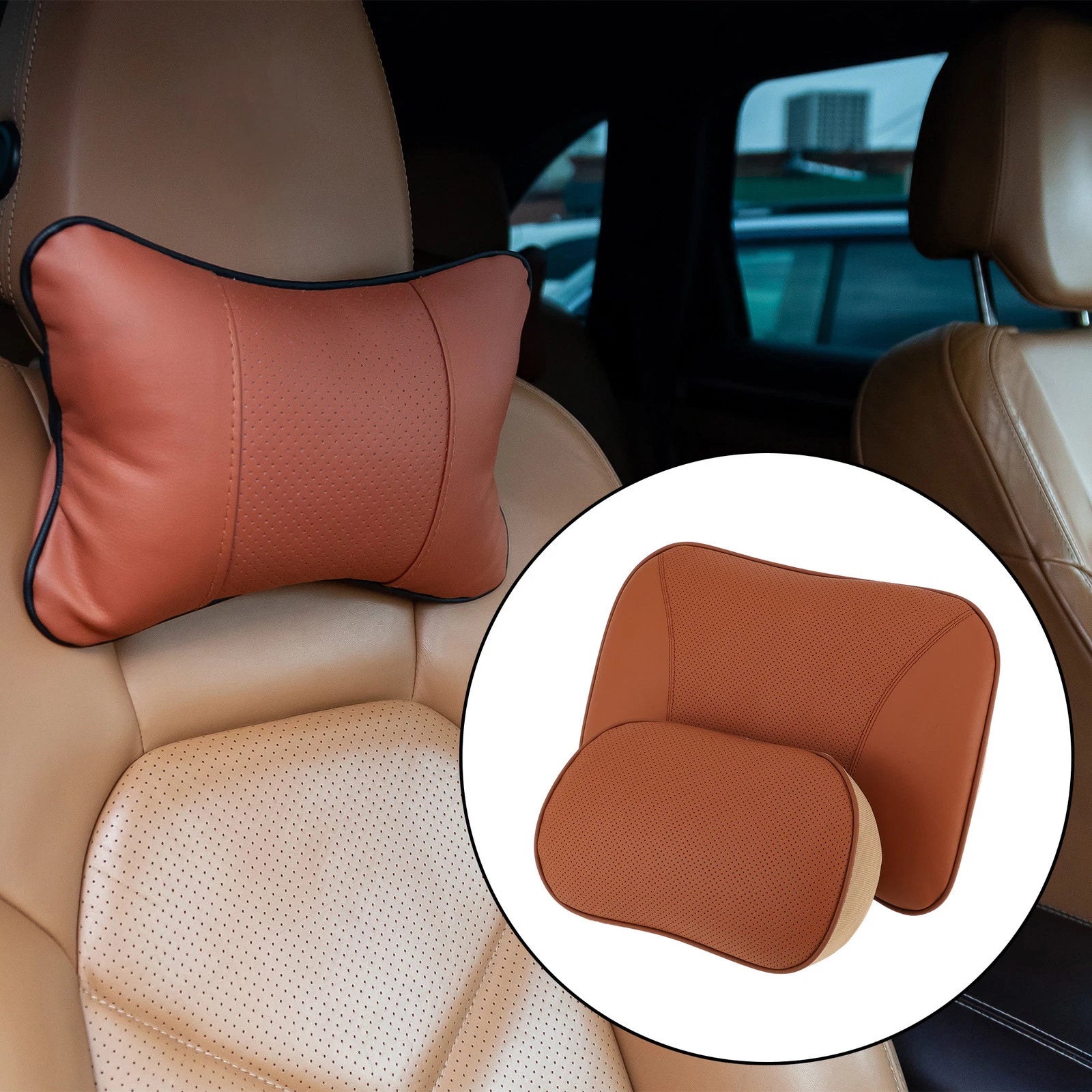 Set of 1 Memory Foam Car Headrest Pillow for Neck Back Support