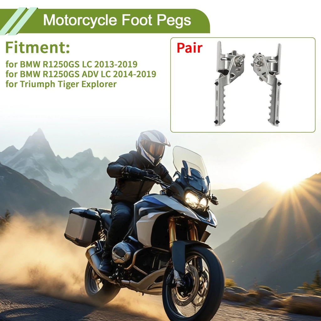 Motorcycle Foot Pegs Replacement for BMW R1250GS LC 2013–2019 Silver Pair