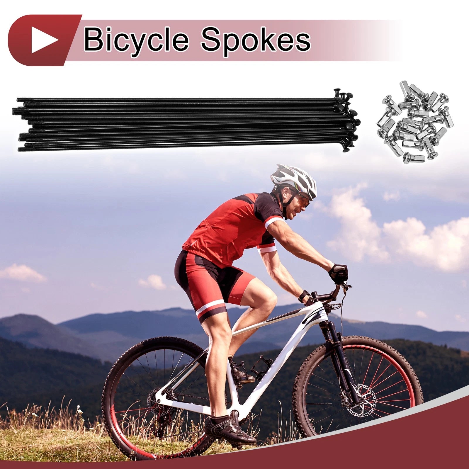 Bicycle Spokes 205mm Set Replacement for 20 Inch Wheel (Black)