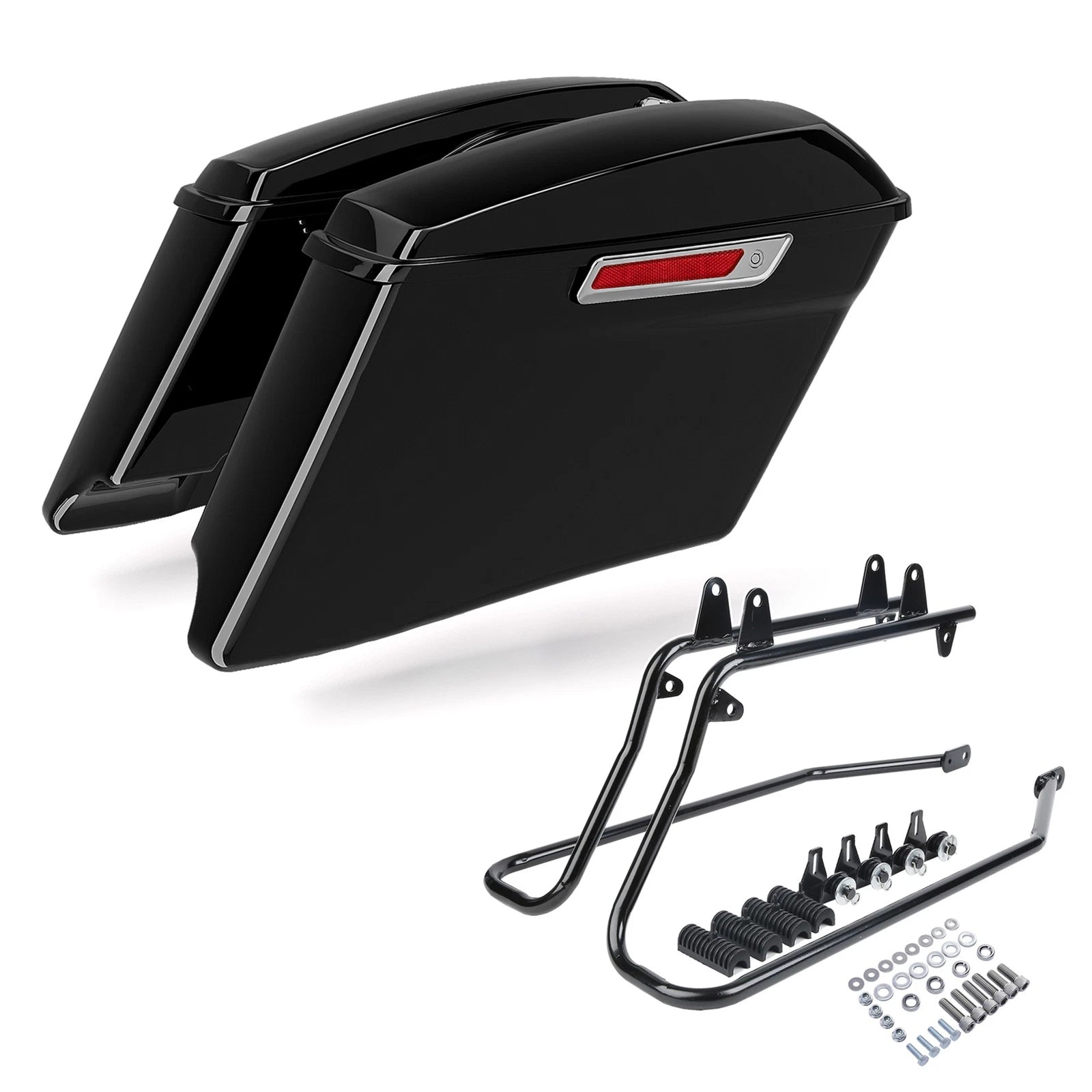 4" Stretched Hard Saddlebags & Conversion Bracket for Harley Softail (1984–2017)