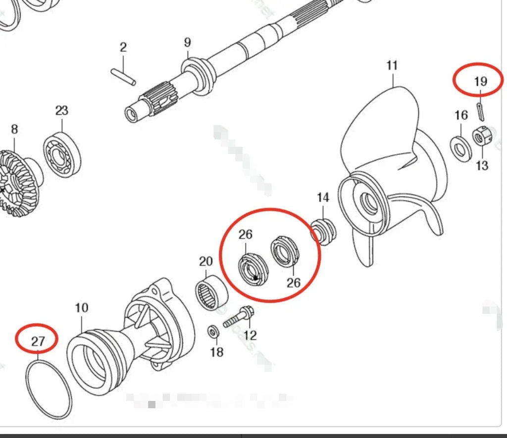Lower Unit Gearcase Seal Kit for Tohatsu 60-250HP (HZZ3-91252-003, HZX2-91351-C00)