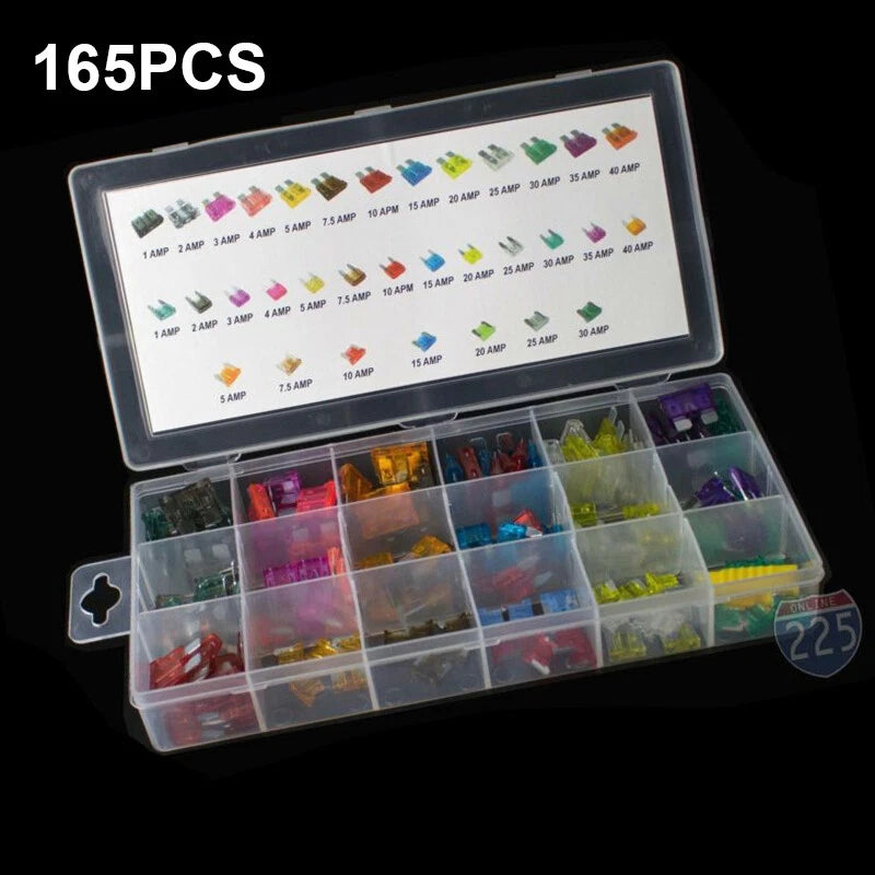 165 Pcs Assorted Low Profile Micro Blade Fuse for Auto (10V-32V, 1A-40A)