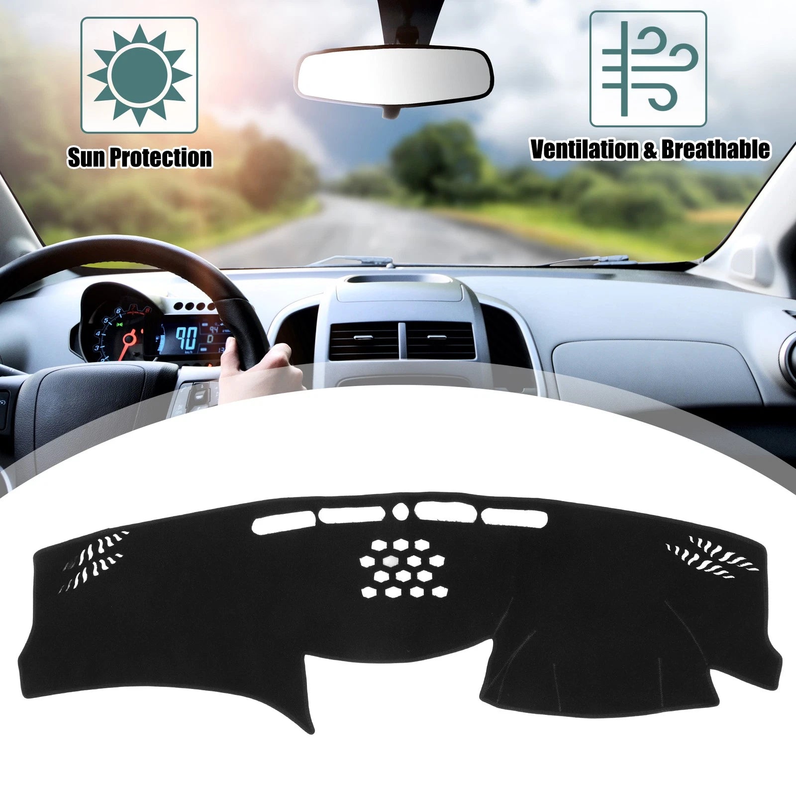 Dashboard Cover Black Non Slip Polyester for Lexus GS (2006–2011)