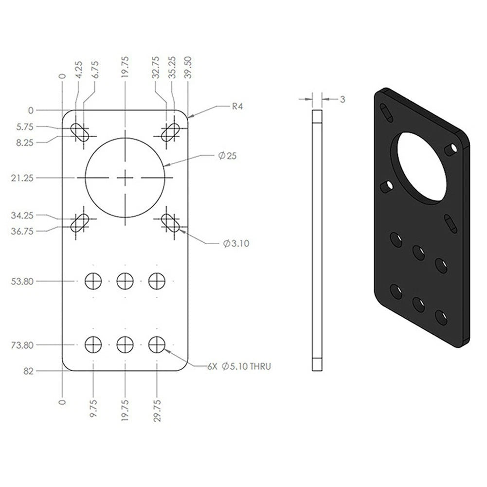Motor Mounting Plate for 17 Stepper Motor (Compatible with Linear V Slots)
