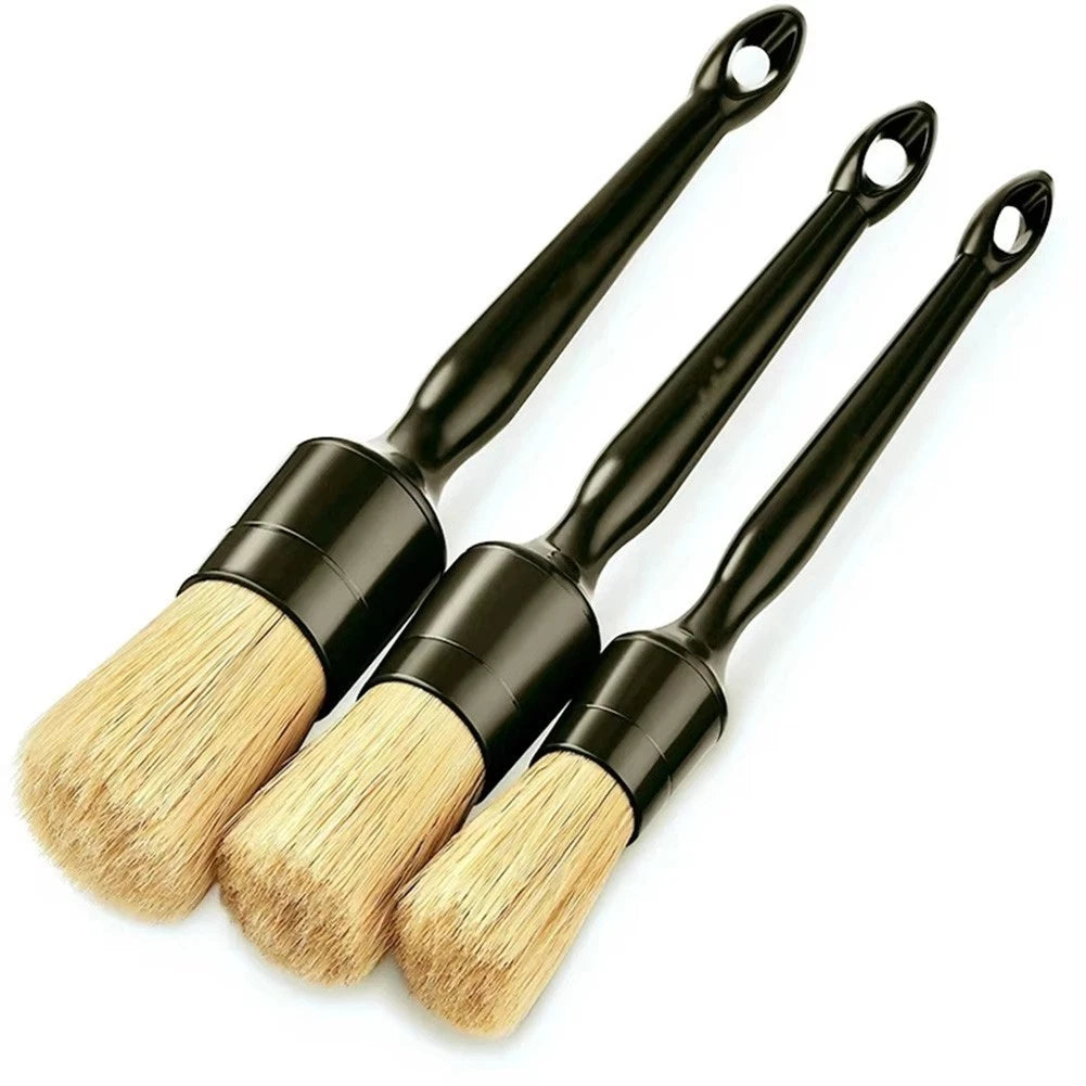 3X Car Cleaning Brushes for Interior Dashboard Vents Wheels Rims