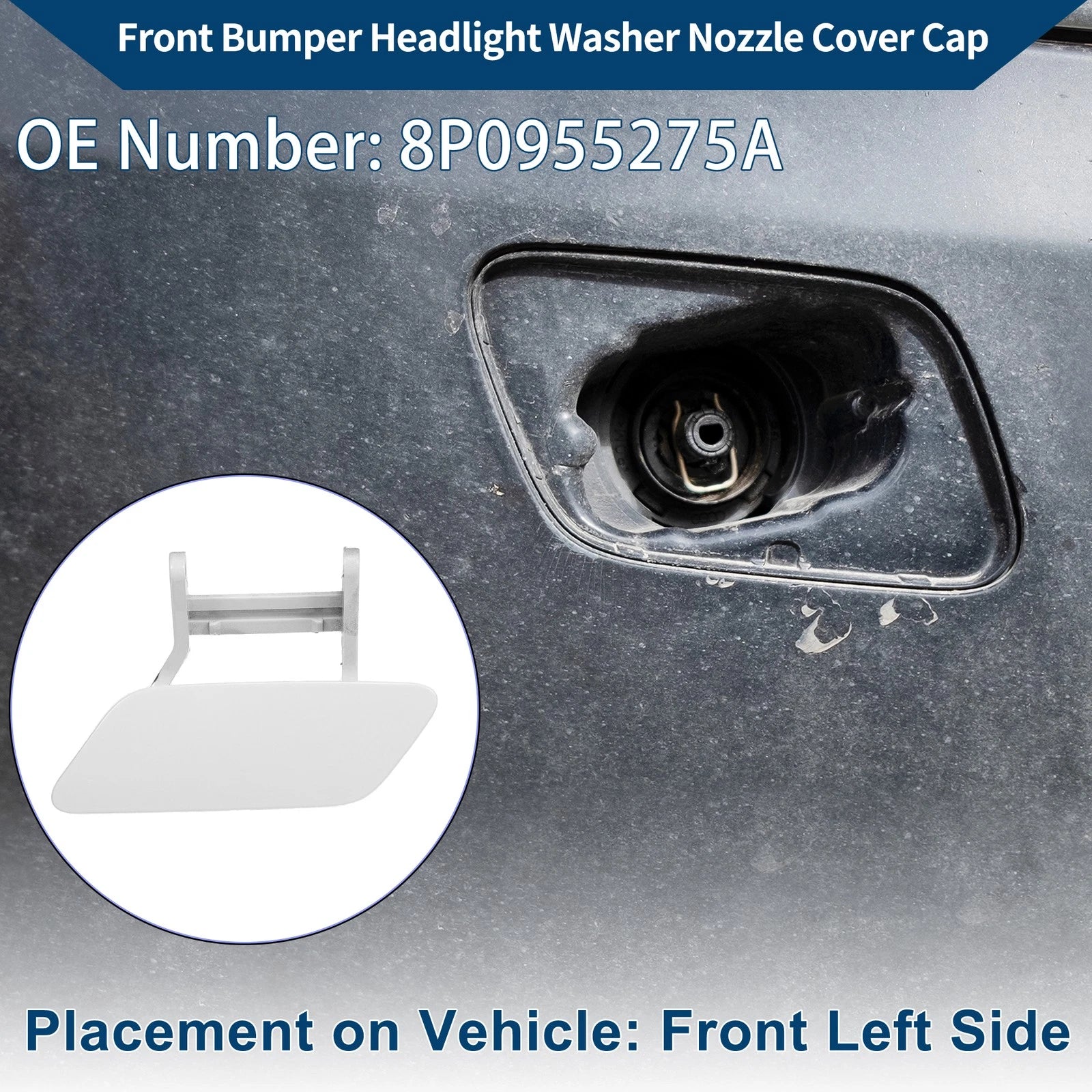 Front Left Washer Nozzle Cover Cap Replacement for Audi A3 (2008–2014)
