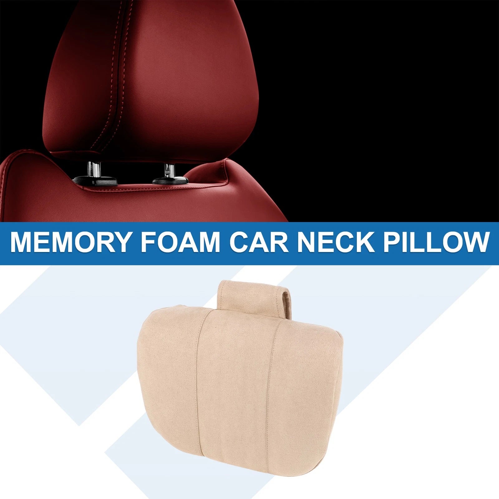Memory Foam Neck Pillow for Universal Car Seats - Beige (1 Pc)