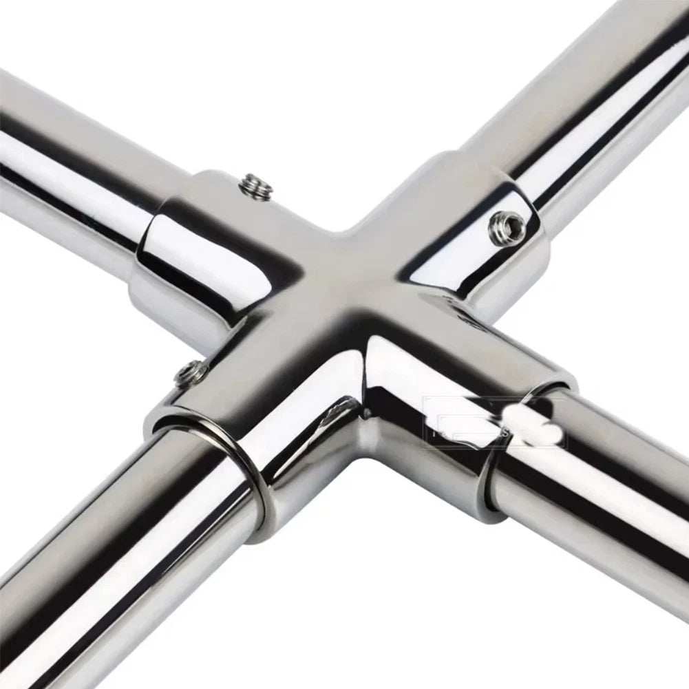 4-Way Cross Pipe Connector for Marine Applications (Stainless Steel 316)