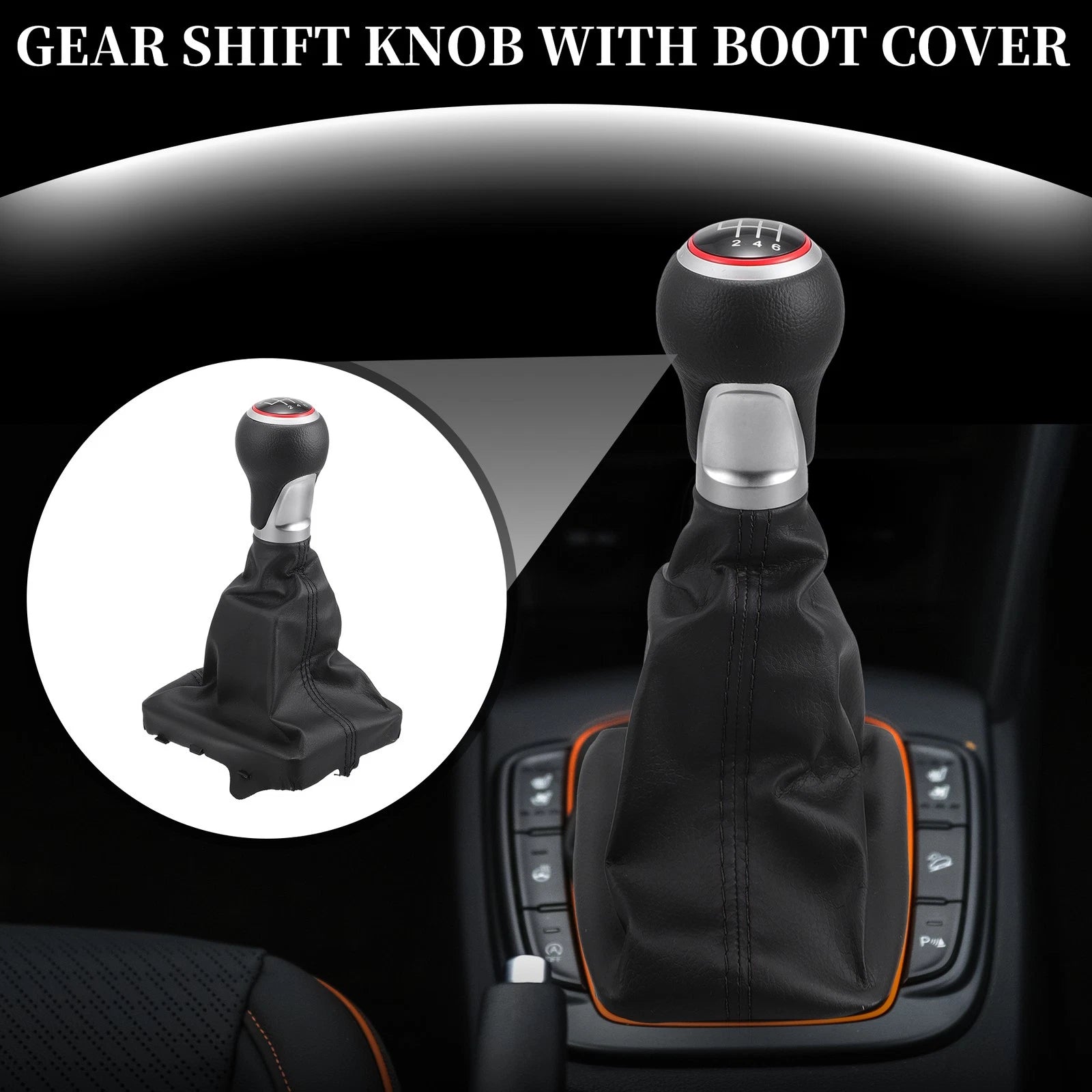 6 Speed Manual Gear Shift Knob Replacement with Dust Cover for Audi A6 (2004–2008)