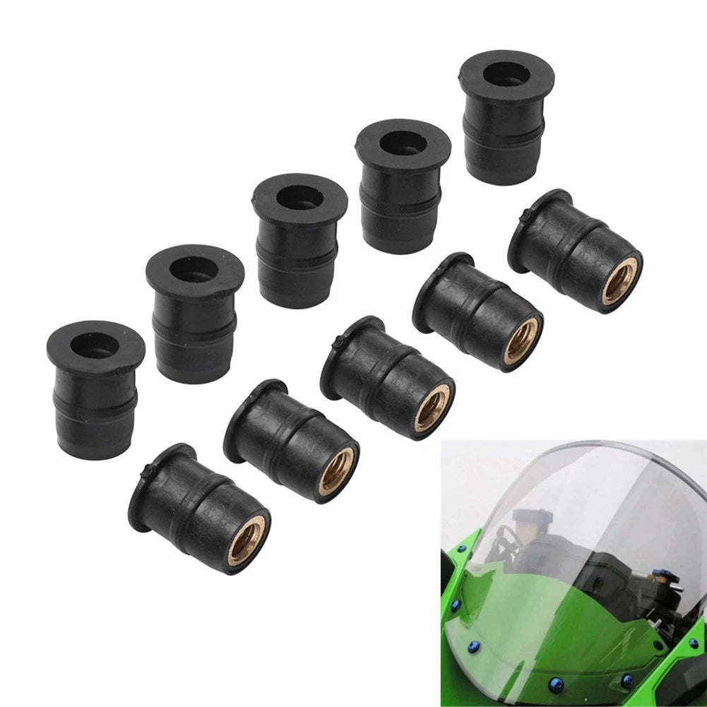 10PCS Rubber Windshield Nut M5 Vibration Damper for Motorcycle