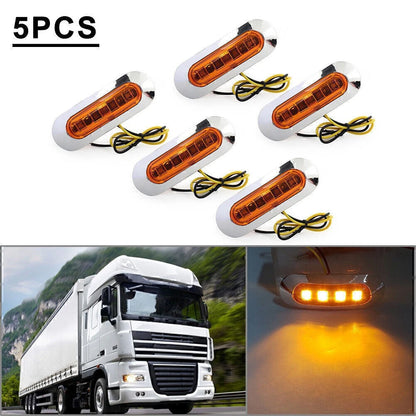 5pc 4 LED Side Clearance Marker Light For Car Truck Trailer Pickup 12-24V Yellow