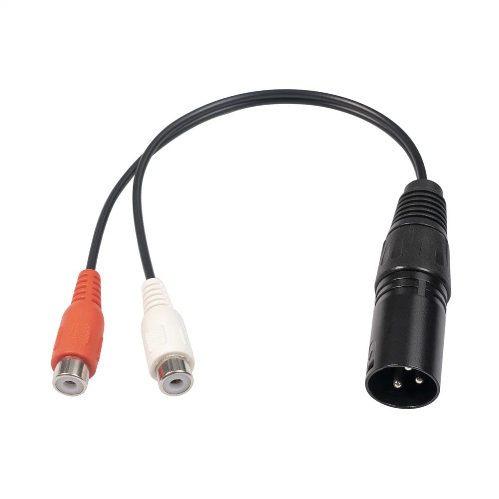 XLR Male to 2RCA Female Microphone Adapter Cable Color Coded