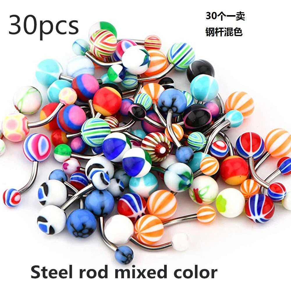 30pcs Body Piercing Bar Rings for Mixed Steel (Universal)