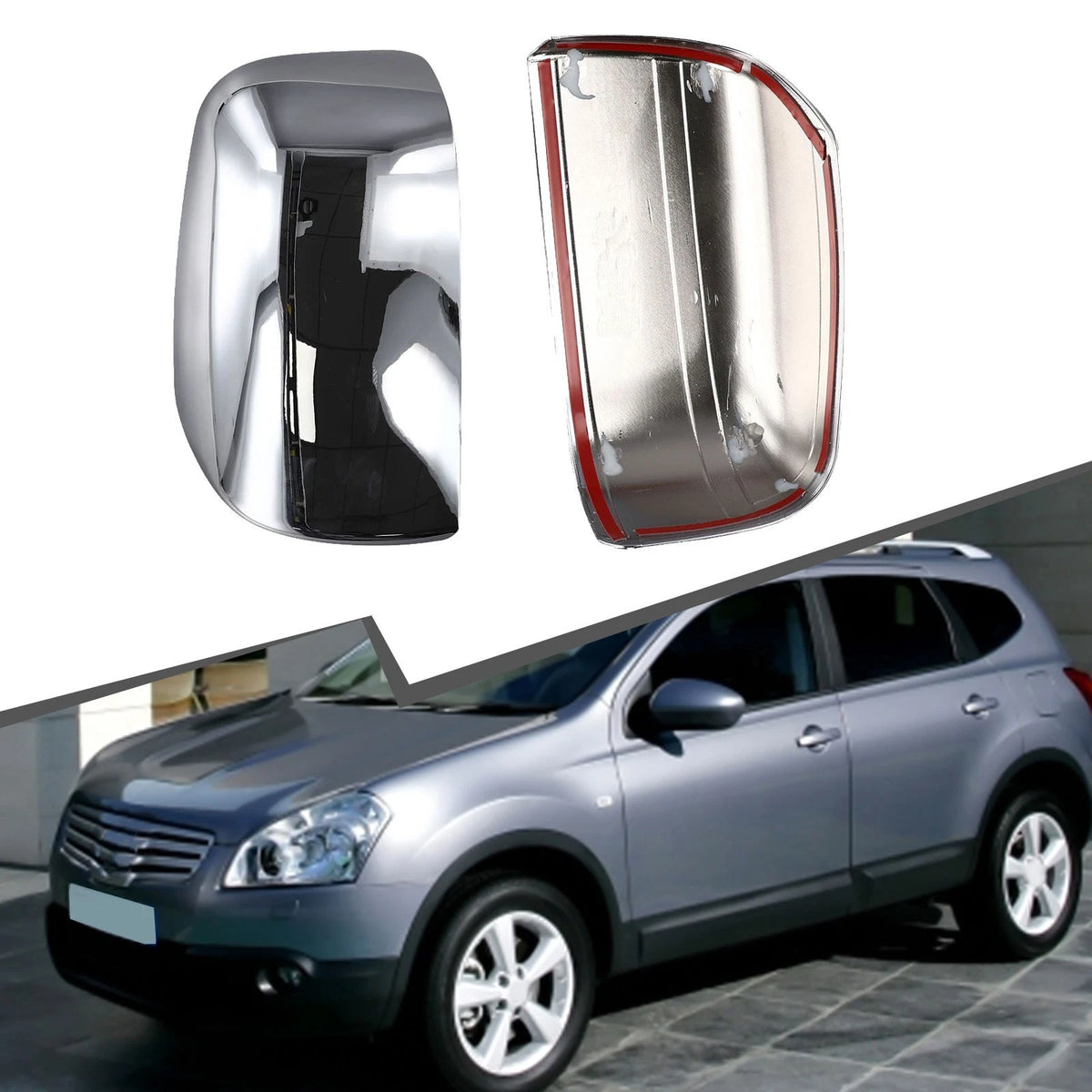 For Nissan J10 Quality Chrome Mirror Cap Set for Qashqai and Plus Models