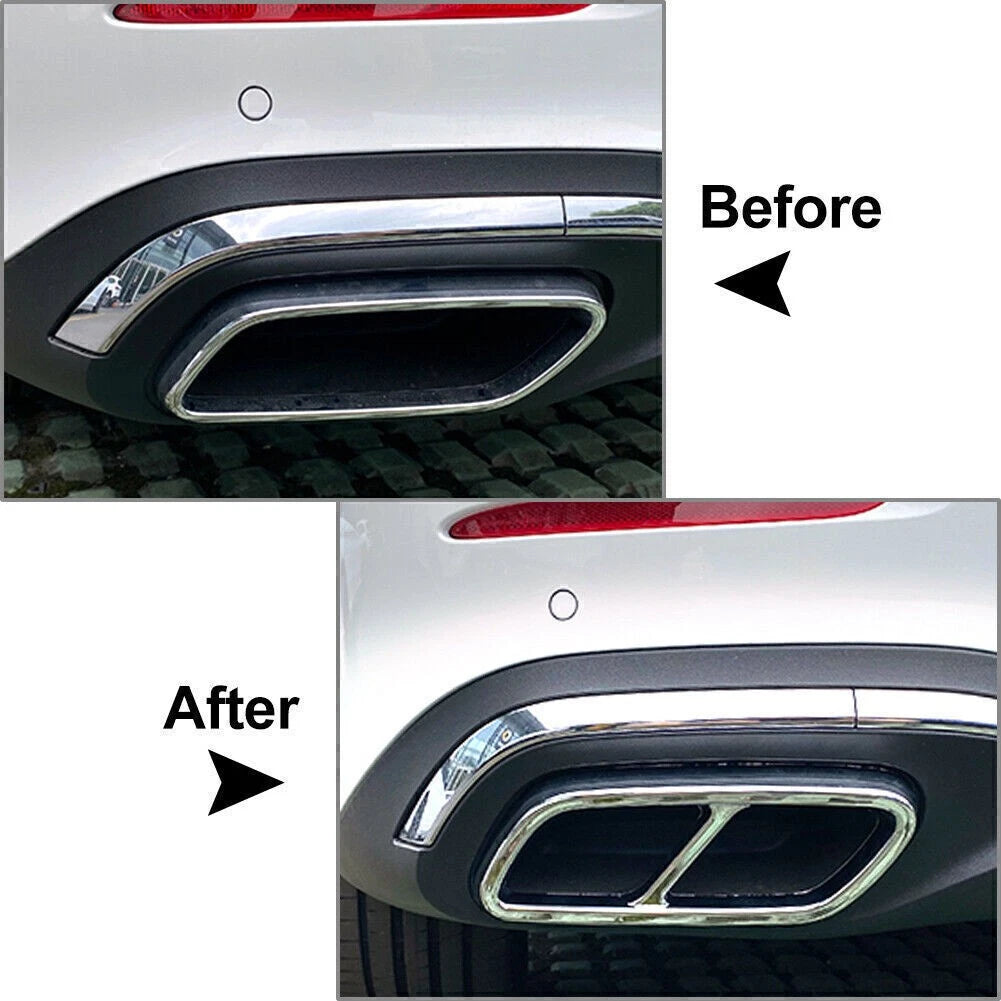 Black Rear Exhaust Muffler Tail Pipe Cover Trim For Mercedes Benz C-Class W206