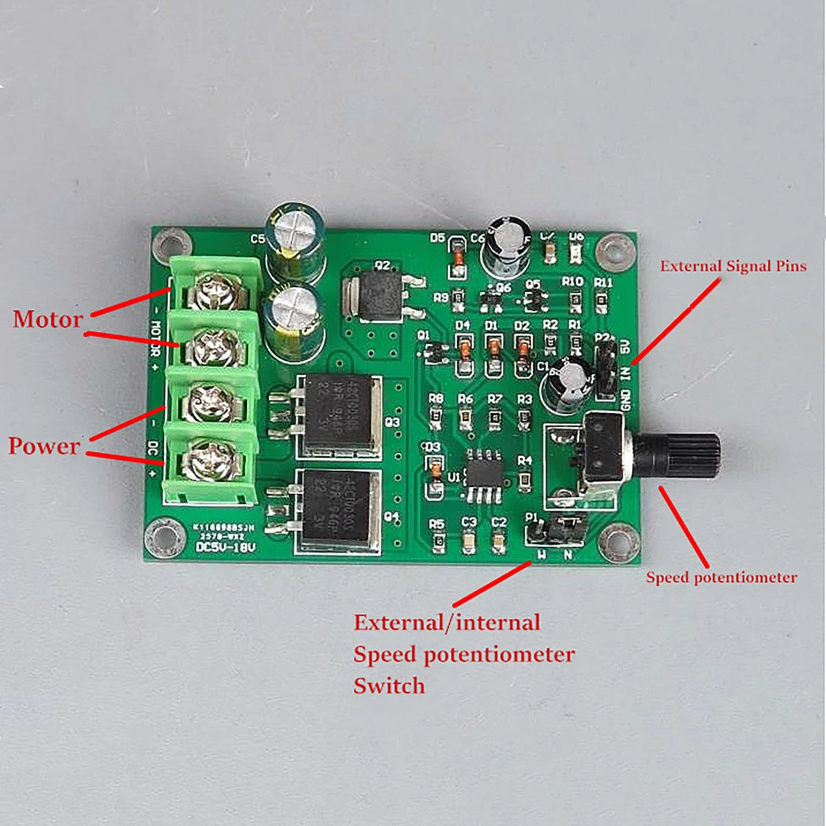 PWM Motor Speed Controller Board Module for DC 5-18V