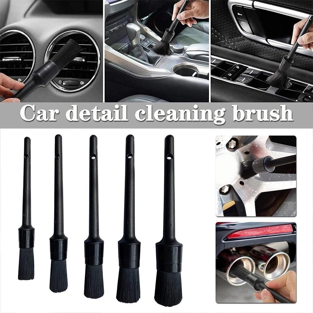 5PC Car Detailing Brush Kit for Auto Interior Cleaning